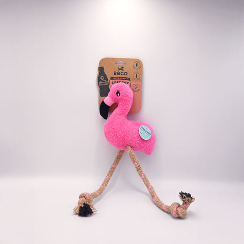 Fernando, Flamingo Rope Dog Toy With Squeaker