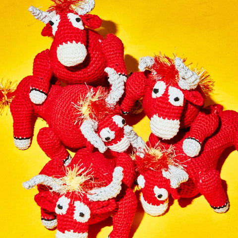 Hand Crochet Bull Dog Toy With Squeaker, Large - Sparkly Tails