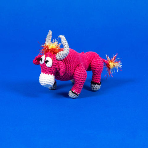 Hand Crochet Bull Dog Toy With Squeaker, Large - Sparkly Tails