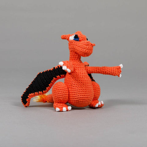 Hand Crochet Dragon Dog Toy With Squeaker, Large - Sparkly Tails
