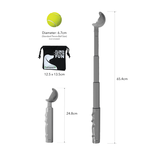 Retractable Dog Ball Thrower, Recycled Material, Kompact9 - Sparkly Tails