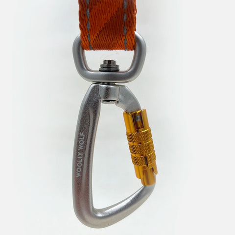 CaRABENER DETAILS OF Hands Free Dog Lead, Recycled Material, Terracotta Ripple, 300cm - Sparkly Tails