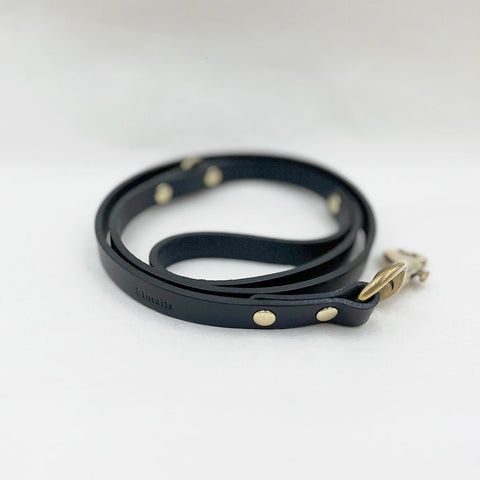Kintails Black Skinny Leather Dog Leash - Sparkly Tails