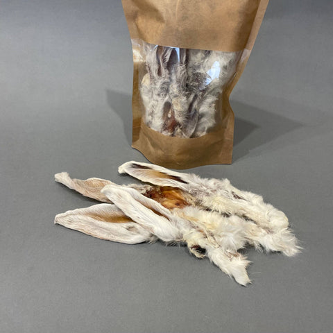 Rabbit Ears with Fur, Natural dog treat 2 units, 30g - Sparkly Tails