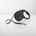Flexi New Classic S Tape Lead 5m Black — full lead extended on grey background — Sparkly Tails
