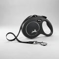 Flexi New Classic L Tape Lead 5m Black — full lead extended on grey background — Sparkly Tails
