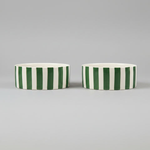 Scruffs Amalfi Striped Dog Bowl Set Green — bowl detail — Sparkly Tails