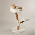 Scruffs Alpine Atlas Cat Tree in cream with cat sleeping — Sparkly Tails