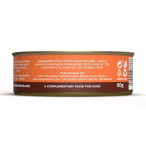 Can of dog food with JR Pet Products label on a white background