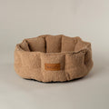 Scruffs Boucle Cat Bed Desert Brown — top view — Sparkly Tails