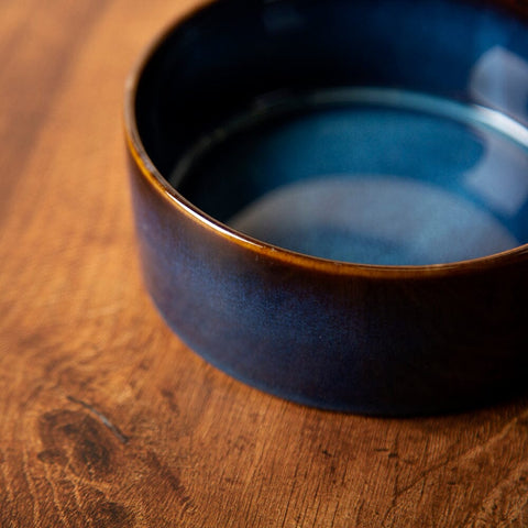 Scruffs Reactive Glaze Dog Bowl Set Midnight Blue 19cm — lifestyle — Sparkly Tails