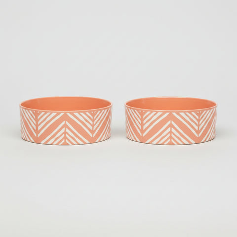 Scruffs Aztec Dog Bowl Set Terracotta Orange — bowl pair detail — Sparkly Tails