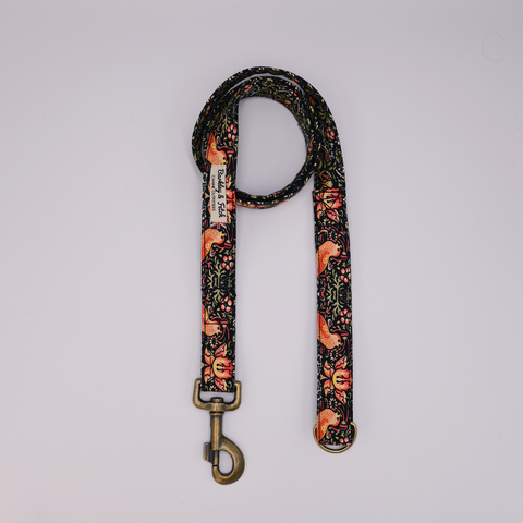 Dog leash with floral pattern on a Grey background