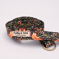Floral patterned dog collar with 'Barkley & Fetch' label on a white background
