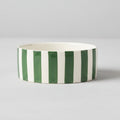 Bold green striped stoneware dog bowl set from Scruffs. 19cm, 1.6L, dishwasher safe. Mediterranean-inspired style. Shop Sparkly Tails.