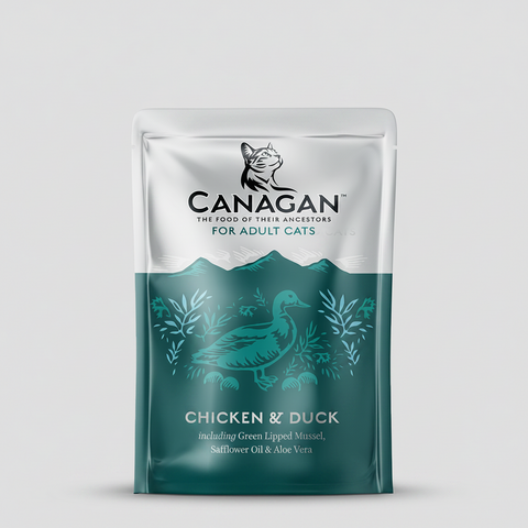 Canagan Chicken & Duck Wet Cat Food Pouch 85g — pouch front view — Sparkly Tails