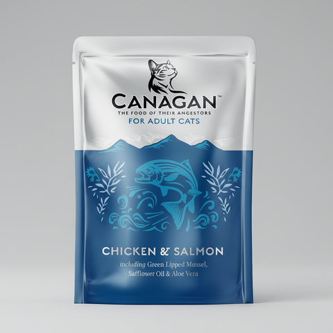 Canagan Chicken & Salmon Wet Cat Food Pouch 85g — pouch front view — Sparkly Tails