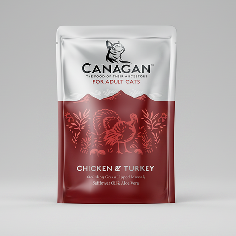 Canagan Chicken & Turkey Wet Cat Food Pouch 85g — pouch front view — Sparkly Tails