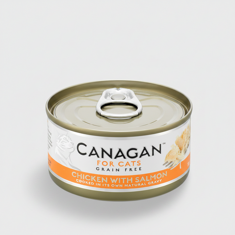 Canagan Chicken with Salmon Wet Cat Food 75g — tin front view — Sparkly Tails
