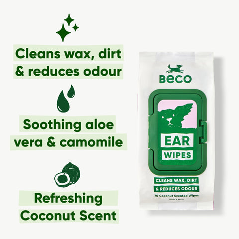 Beco Dog Ear Cleaning Wipes — lifestyle in use on dog — Sparkly Tails