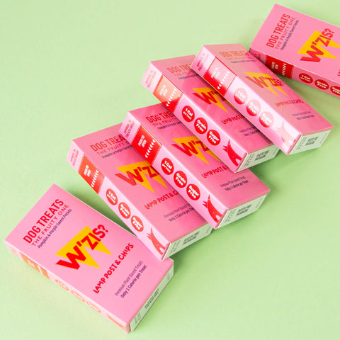W'ZIS Lamp Post & Chips Grab&Go Refills — six-pack box open showing treat refills — Sparkly Tails