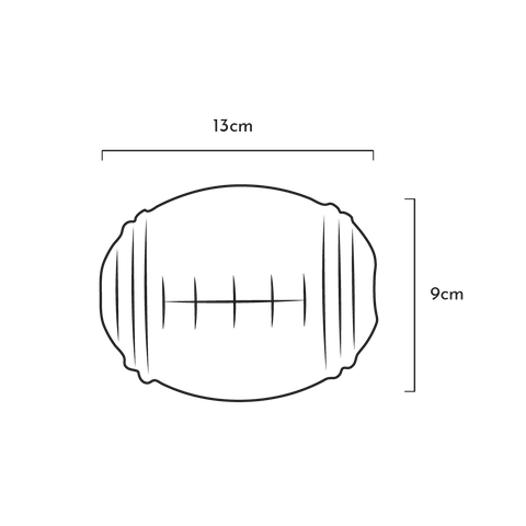 Retorn Organic Rubber Rugby Ball - Dimensions - Sparkly Tails