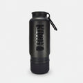 Black water bottle with 'KONG' branding on a white background