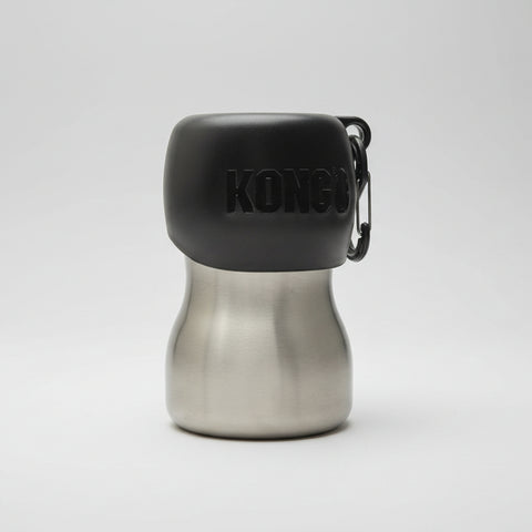 KONG water bottle with Black cap on a white background