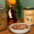 JR Pure Venison Topper served over dog food in bowl — Sparkly Tails
