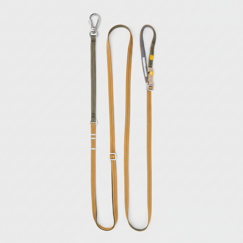Woolly Wolf Multi-use Dog Leash Thin in Wood Brown Mix, 100% recycled RPET adjustable lead