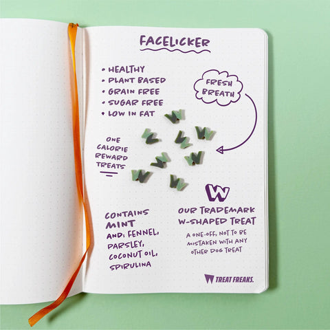 W'ZIS Facelicker Dog Treats Pouch — product benefits infographic — Sparkly Tails