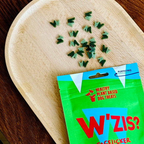 W'ZIS Facelicker Dog Treats Pouch — open pouch lifestyle shot — Sparkly Tails