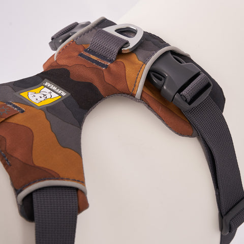 Closed up of a Ruffwear Front Range Harness, Moonlight Mountains harness 