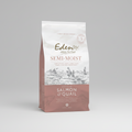 Eden semi-moist pet food package with salmon and quail flavor on a white background