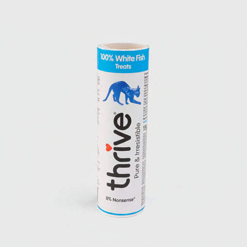 Thrive 100% White Fish Fillet Cat Treats 15g Tube — front view — Sparkly Tails