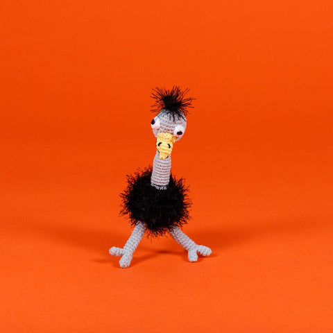 Hand Crochet Ostrich Squeaker Dog Toy