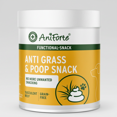 AniForte Anti Grass and Poop Snack 300g tub — functional dog treat with beef tripe and moor mud — Sparkly Tails