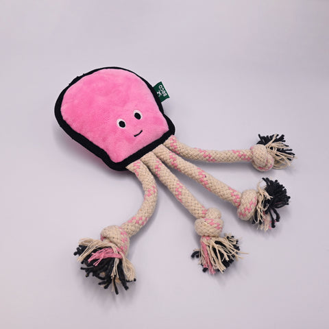 Ollie, Plush Octopus Dog Toy from Beco. Top view.