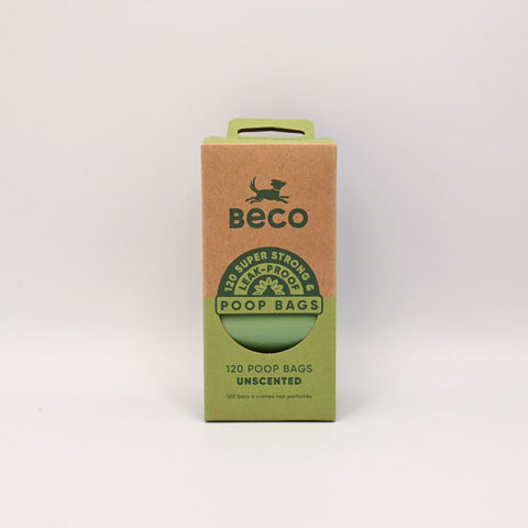 Box of Beco poop bags on a white background - 120 BAGS