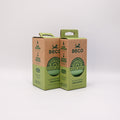 Two boxes of Beco poop bags on a white background