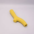 Beco's Yellow silicone stick-shaped toy on a light Grey background.