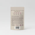 Back of a pet food packaging with text and barcodes on a white background