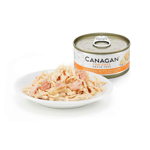 Canagan Chicken with Salmon Wet Cat Food 75g — open tin detail — Sparkly Tails