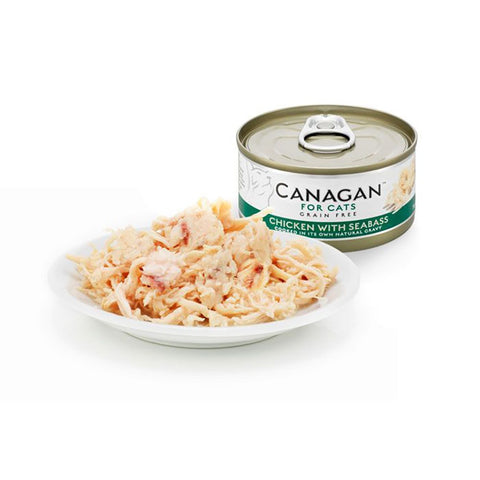 Canagan Chicken with Seabass Wet Cat Food 75g — open tin detail — Sparkly Tails