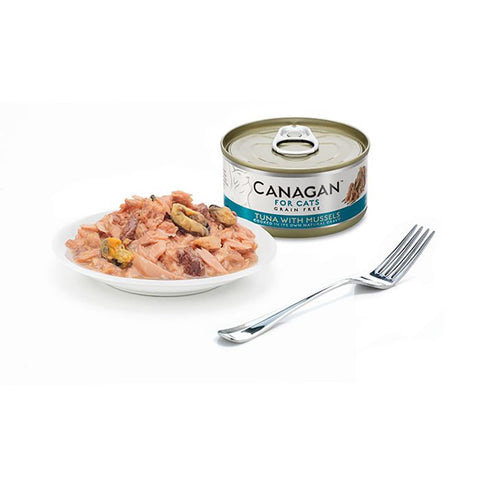 Canagan Tuna with Mussels Wet Cat Food 75g — open tin detail — Sparkly Tails