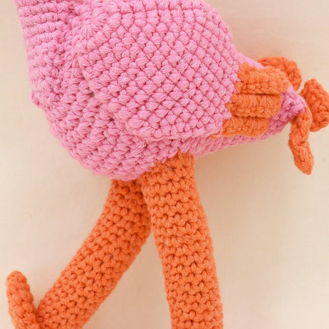 Crochet Flamingo Squeaker Dog Toy - Details legs