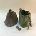 Canvas treat pouches in two colours Grey and Green