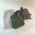 Canvas treat pouch folded in two colours