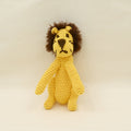 Hand Crochet Lion Squeaker Dog Toy Standing in front