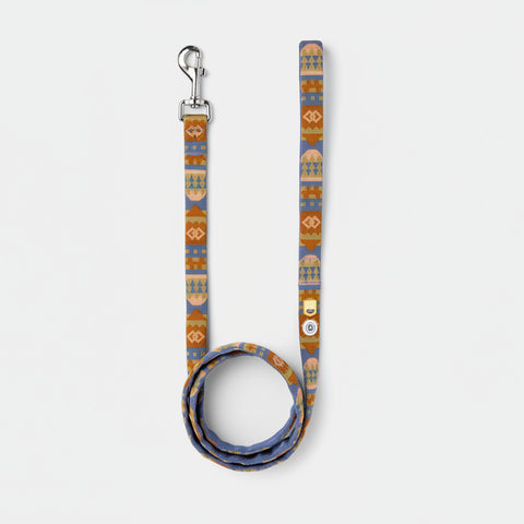 Dog leash with patterned design on a white background